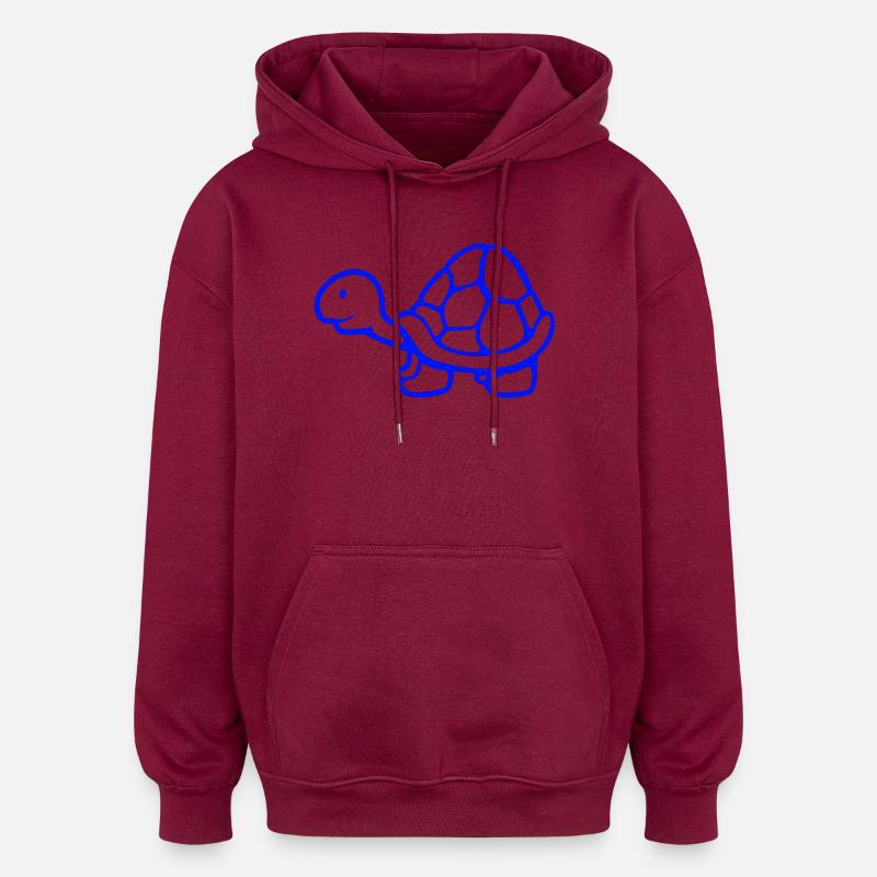 Turtle long neck smiling happy funny - Oversized Unisex Hoodie - burgundy