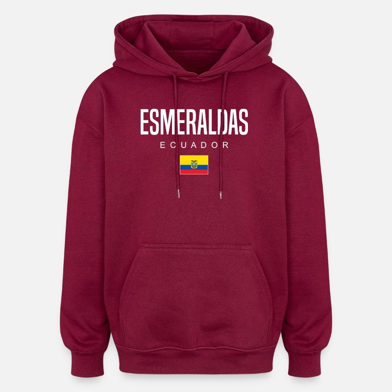 Esmeraldas Équateur Équatoriens - Sweat à capuche oversize unisexe - bordeaux