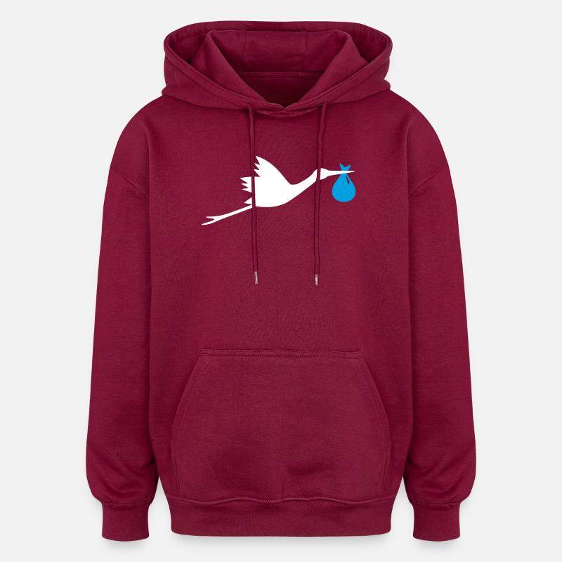 Storch Klapperstorch Junge - Oversized Unisex Hoodie - Burgunderrot