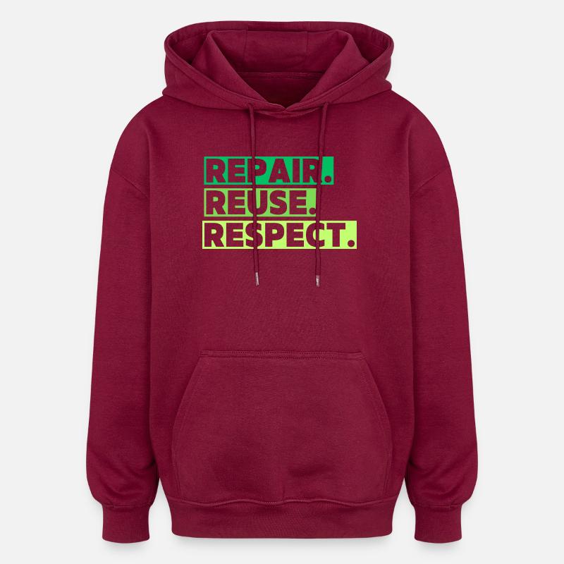 Un thème écologique avec un message - Sweat à capuche oversize unisexe - bordeaux