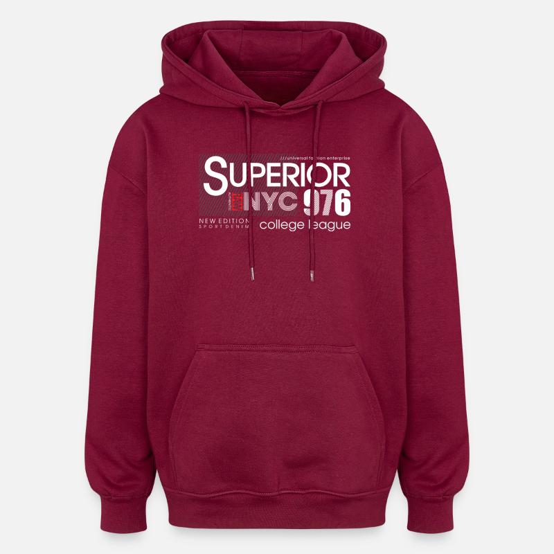 Motif géométrique abstrait Ombre - Sweat à capuche oversize unisexe - bordeaux