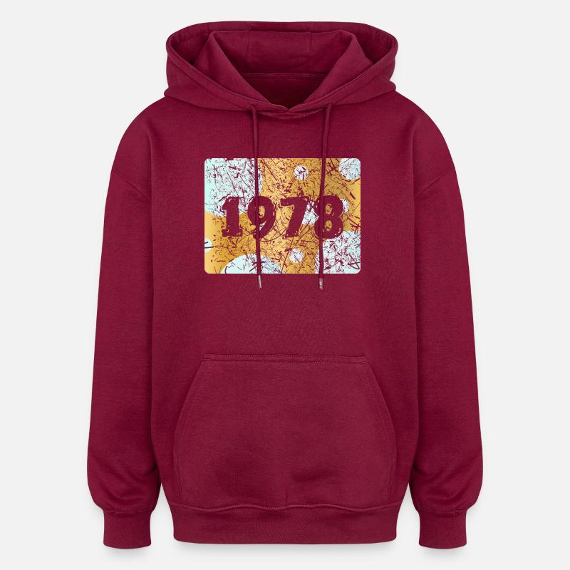 Numéro 1978 - Sweat à capuche oversize unisexe - bordeaux