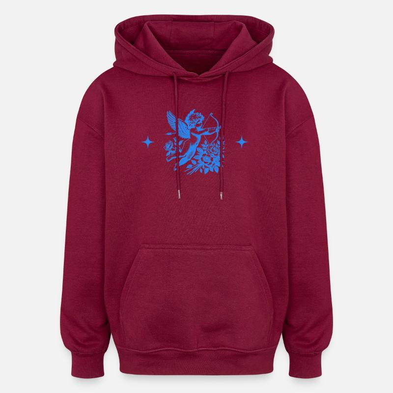 Blaue Blume Amor - Oversized Unisex Hoodie - Burgunderrot