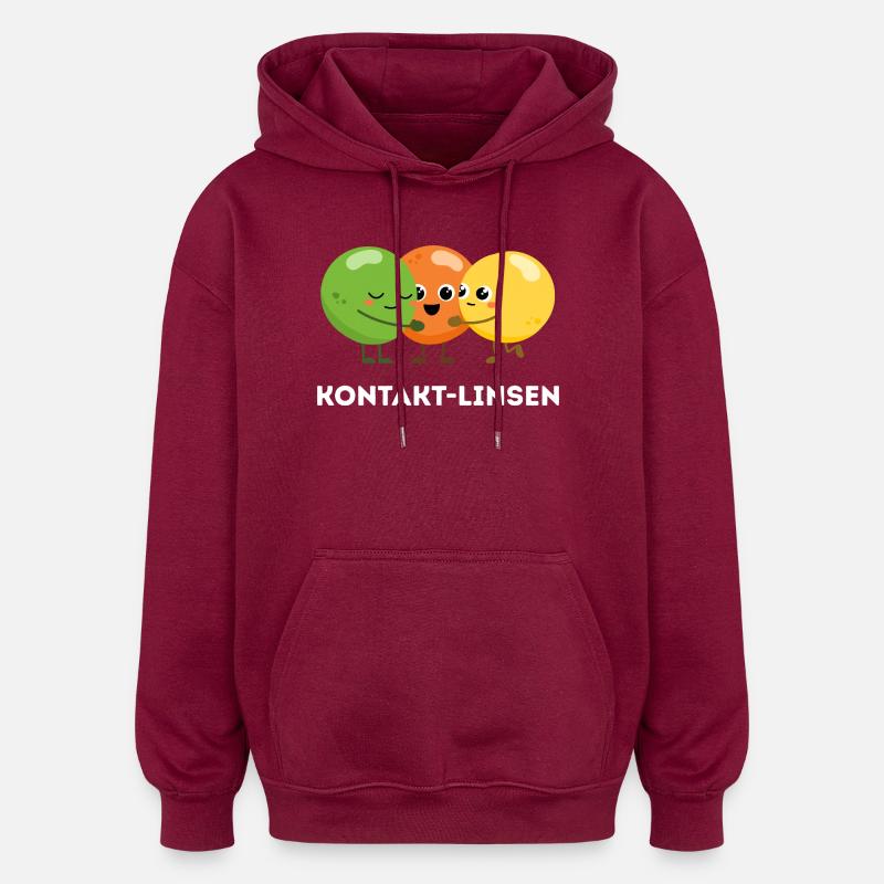 Lentilles de contact – Douce blague linguistique - Sweat à capuche oversize unisexe - bordeaux
