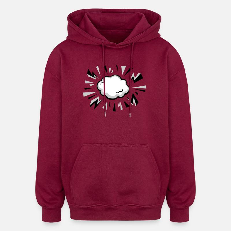 Comic Wolke mit Blitzen - Oversized Unisex Hoodie - Burgunderrot