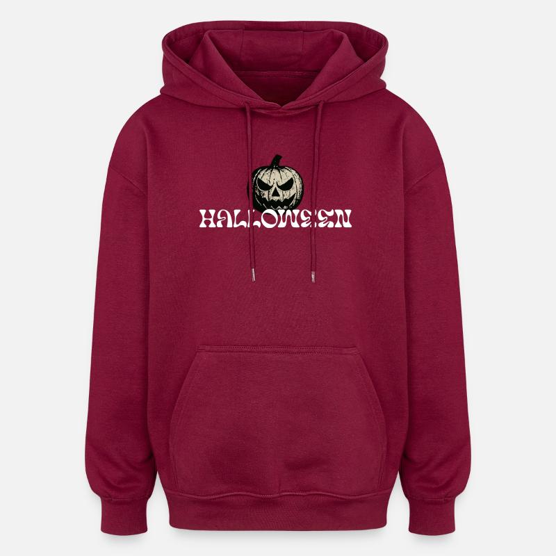 Haunted Pumpkin Halloween text design - Oversized Unisex Hoodie - burgundy