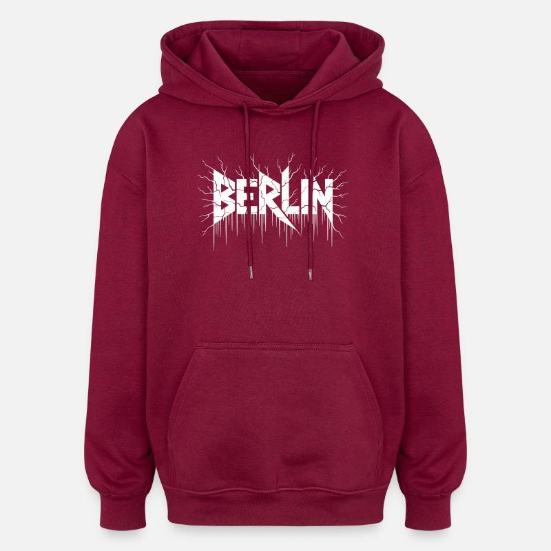 Berlin Blitzwurzeln Grafik - Oversized Unisex Hoodie - Burgunderrot