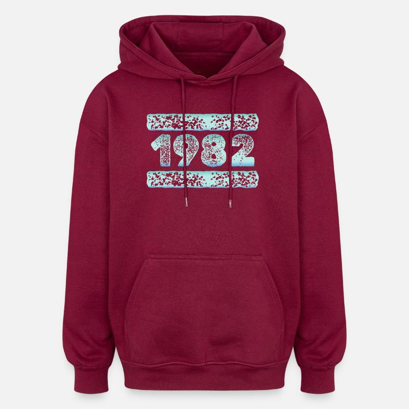 Année 1982 - Sweat à capuche oversize unisexe - bordeaux
