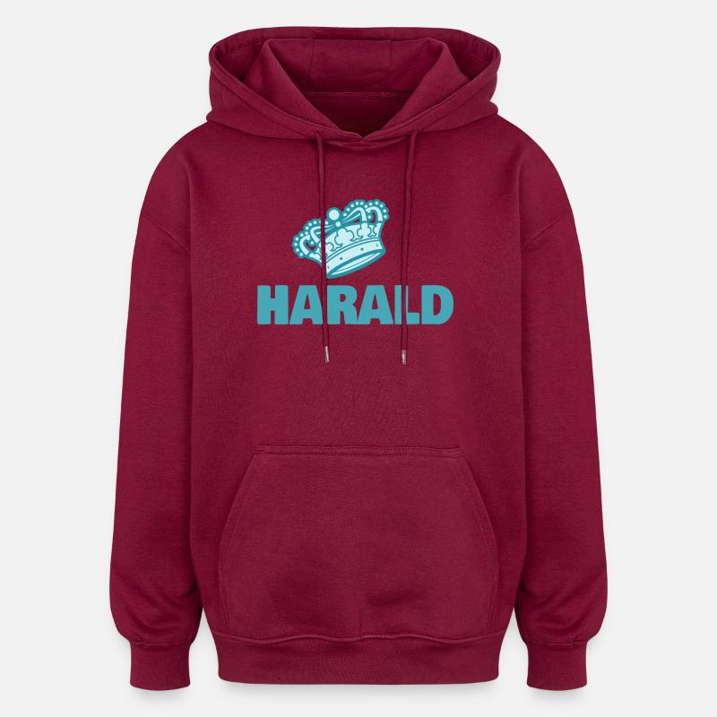 Prénom Harald - Sweat à capuche oversize unisexe - bordeaux