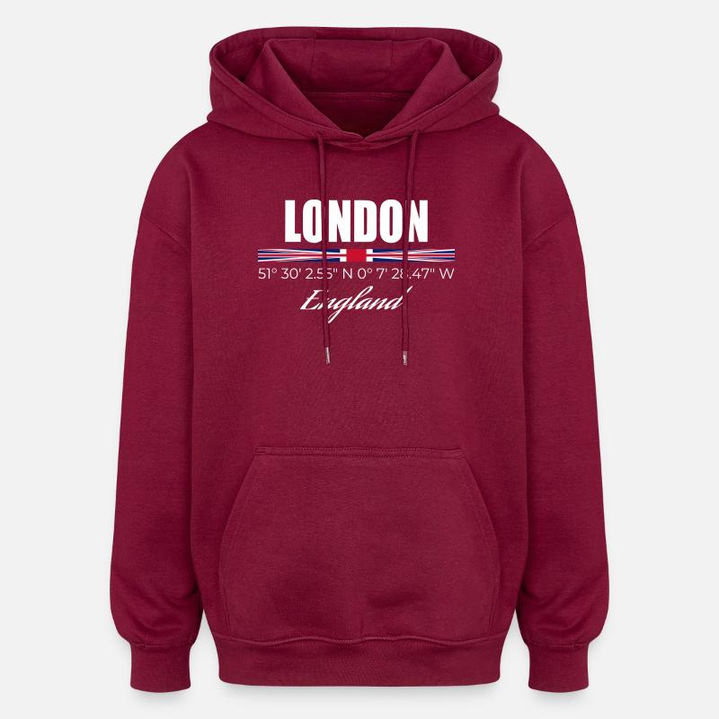 Londres - Sweat à capuche oversize unisexe - bordeaux