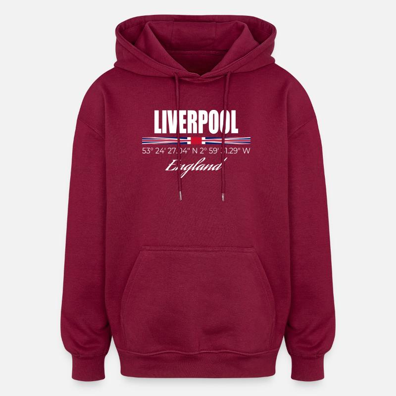 Liverpool - Sweat à capuche oversize unisexe - bordeaux
