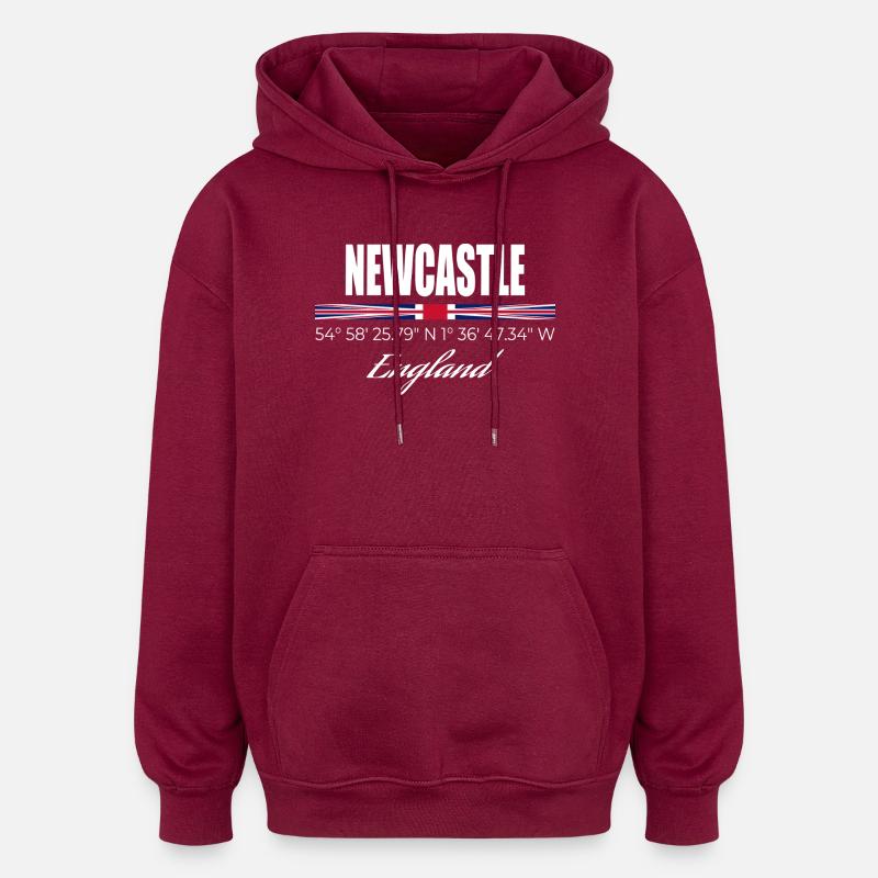 Newcastle - Sweat à capuche oversize unisexe - bordeaux