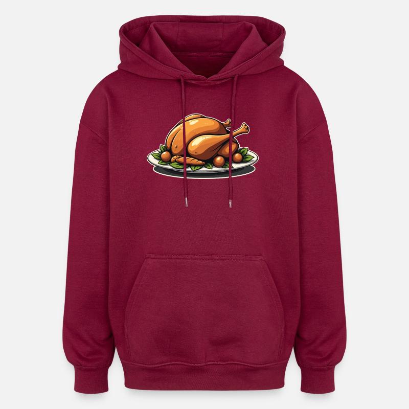 Gebratene Putenplatte - Oversized Unisex Hoodie - Burgunderrot