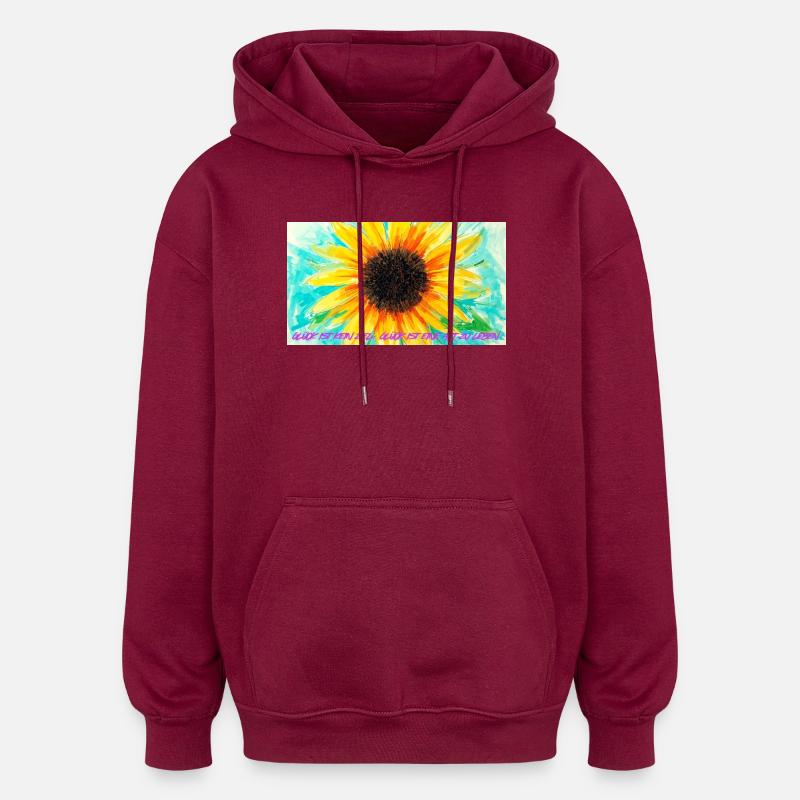 Sonnenblume Farbrausch Kunst - Oversized Unisex Hoodie - Burgunderrot
