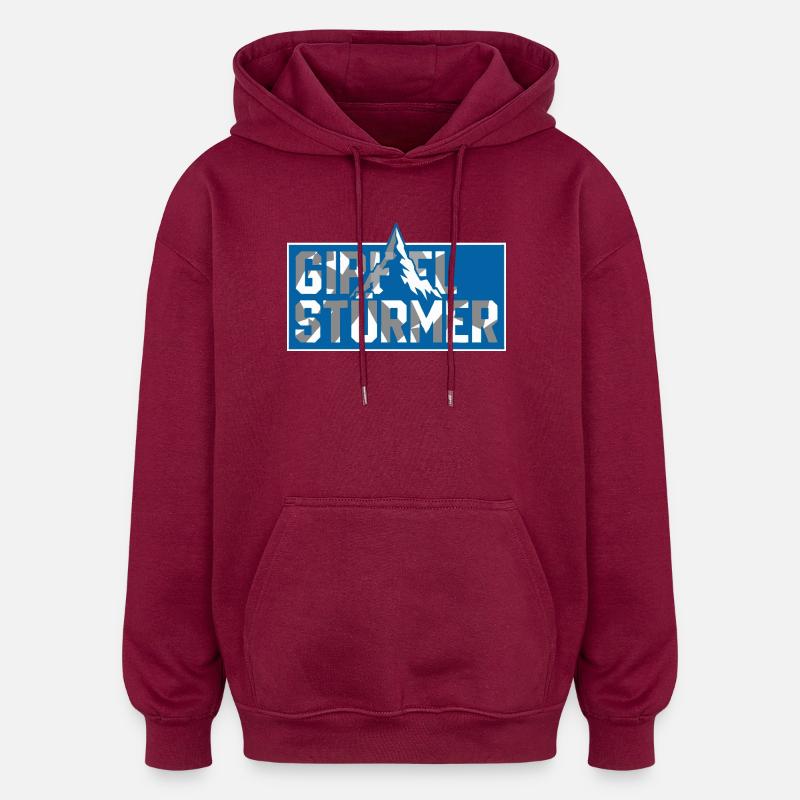 Gipfel Sturmer Mountain Top Logo - Oversized Unisex Hoodie - burgundy