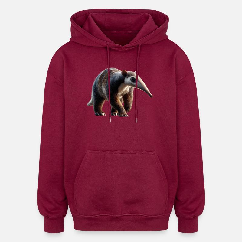 Fourmilier Tamandua Fourmilier Grands fourmiliers - Sweat à capuche oversize unisexe - bordeaux
