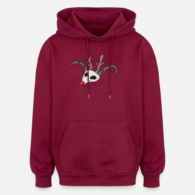 Crâne de renne - Sweat à capuche oversize unisexe - bordeaux
