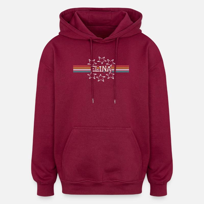 Nom de femme : Elina - Sweat à capuche oversize unisexe - bordeaux