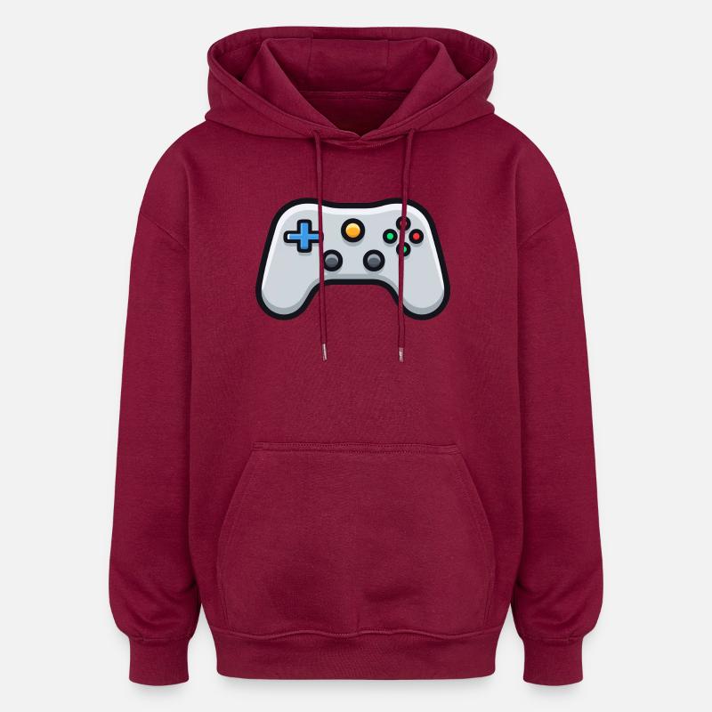 Gamepad Logo, Controller, Retro Console - Oversized Unisex Hoodie - burgundy