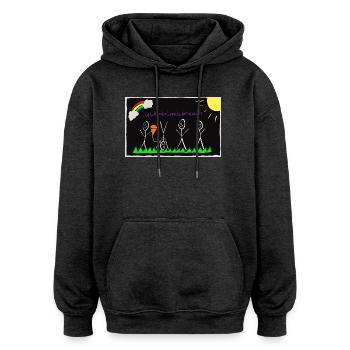 Photo de festival dans une bière de style pour enfants - Sweat à capuche oversize unisexe - charbon - Devant - Noah (186cm)