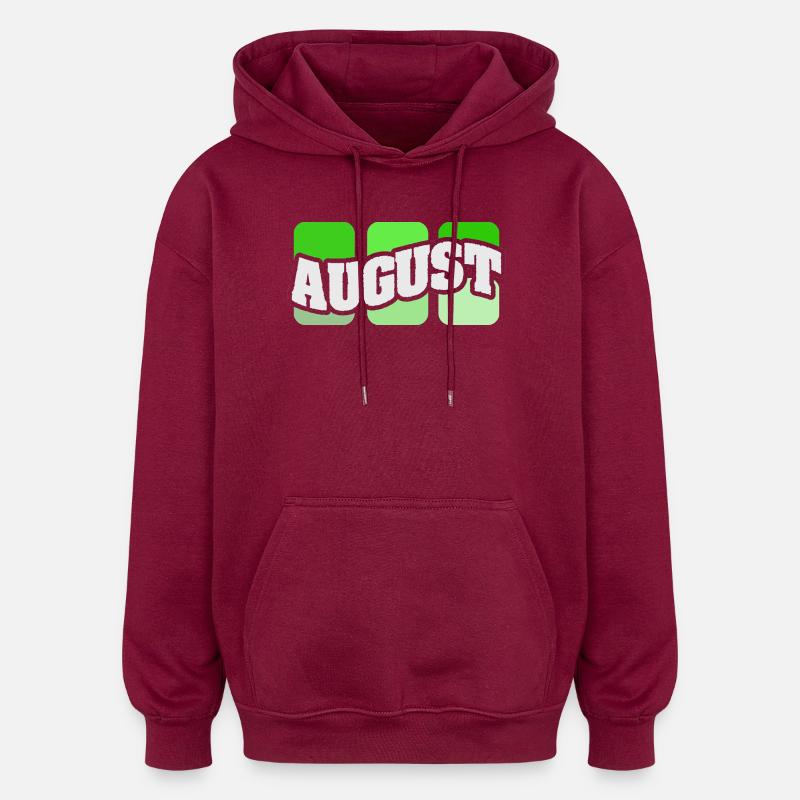 Name August - Oversized Unisex Hoodie - burgundy