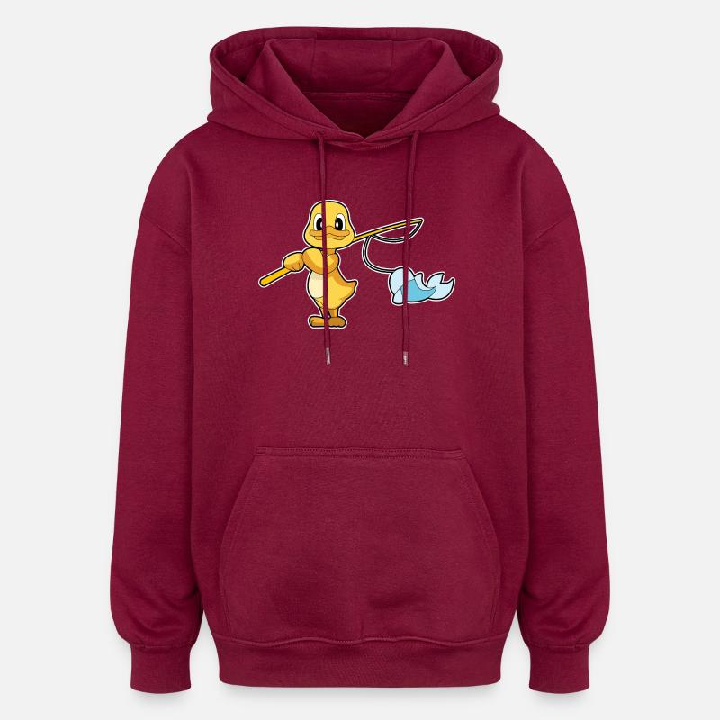 Pêche au poisson canard pêcheur - Sweat à capuche oversize unisexe - bordeaux