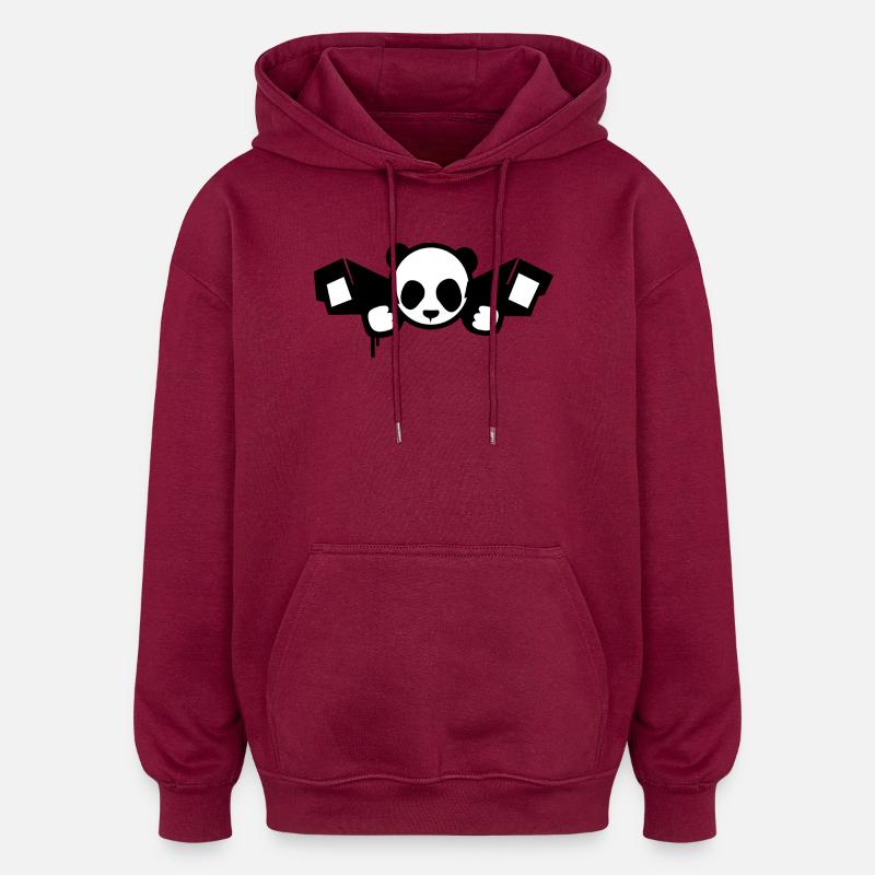 Panda de surveillance – Style graphique urbain - Sweat à capuche oversize unisexe - bordeaux