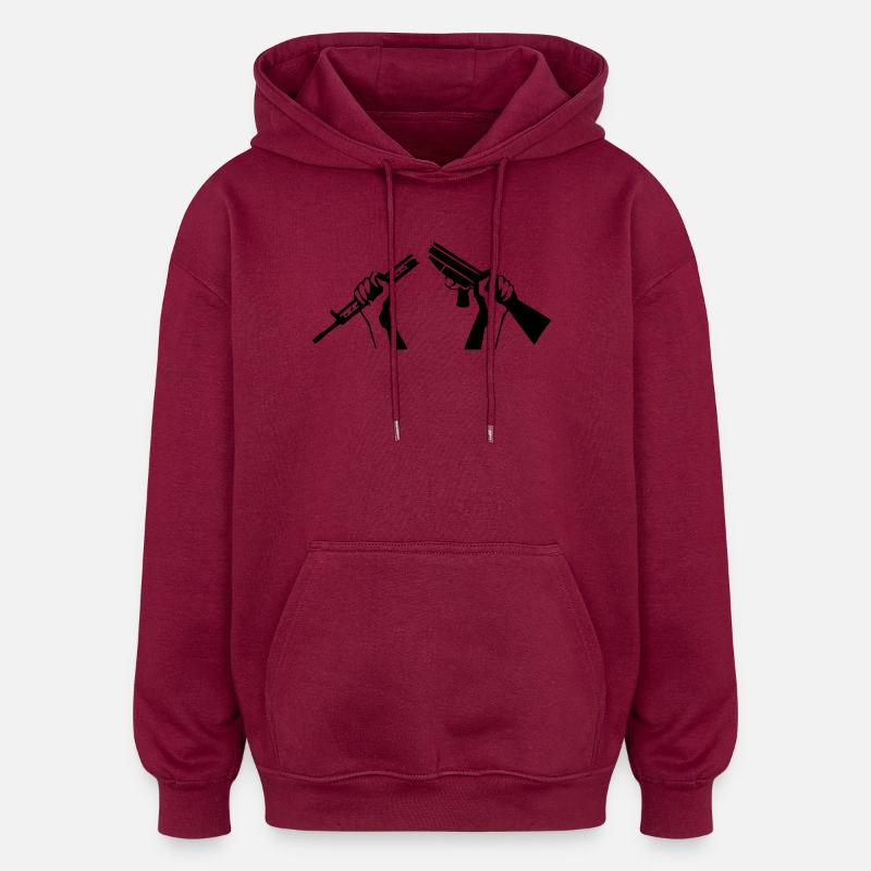 Fusil Brisé - Symbole de la Paix - Sweat à capuche oversize unisexe - bordeaux