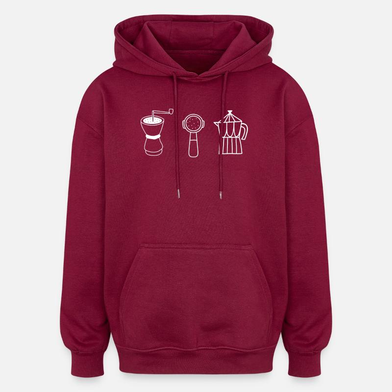 Coffee evolution - Oversized Unisex Hoodie - burgundy