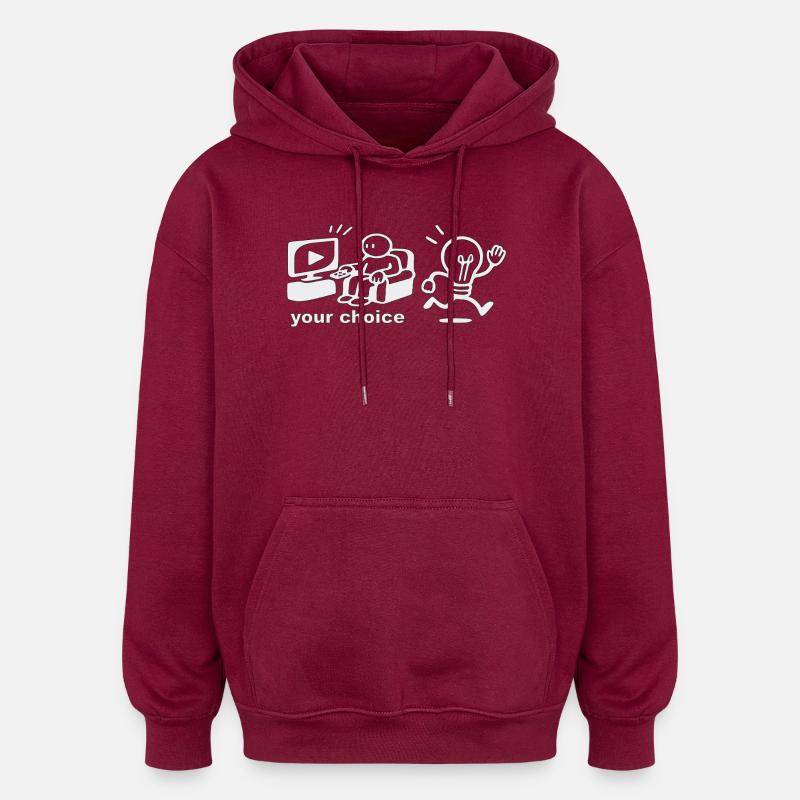 Your Choice - don't block your mind - Oversized Unisex Hoodie - Burgunderrot