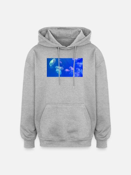 Blue jellyfish pattern - Oversized Unisex Hoodie - burgundy