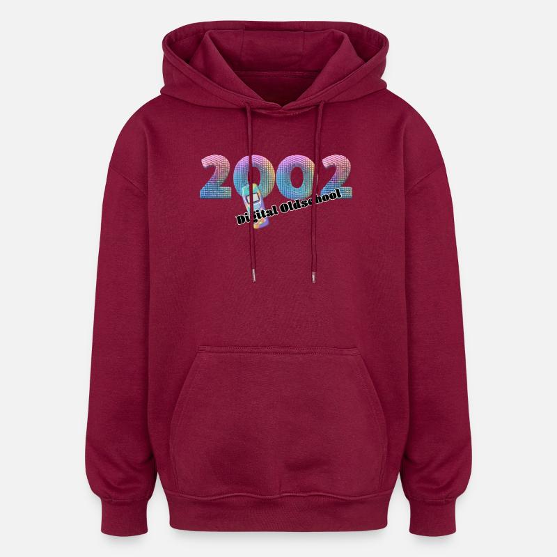 2002 – Style numérique mobile - Sweat à capuche oversize unisexe - bordeaux