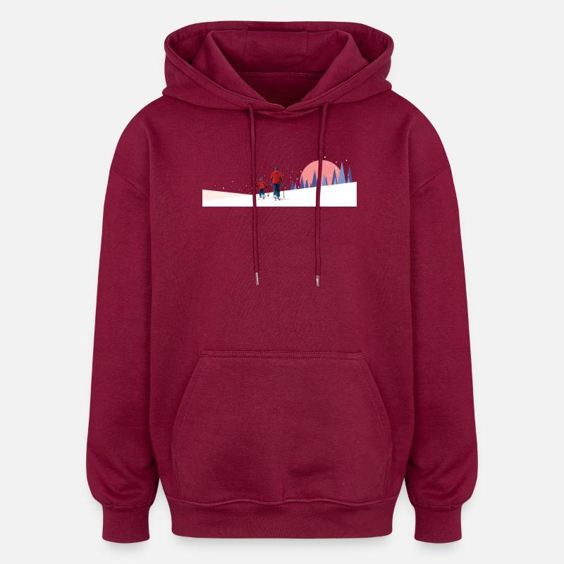 Équipe de ski de randonnée - Sweat à capuche oversize unisexe - bordeaux