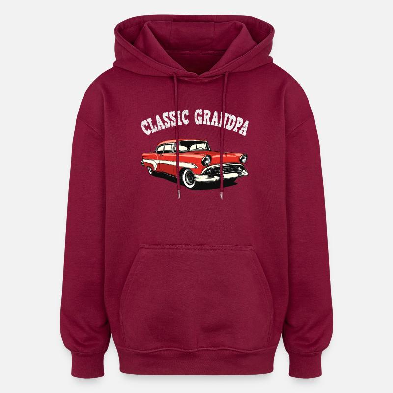 Classic Grandpa Auto Retro Artwork - Oversized Unisex Hoodie - Burgunderrot