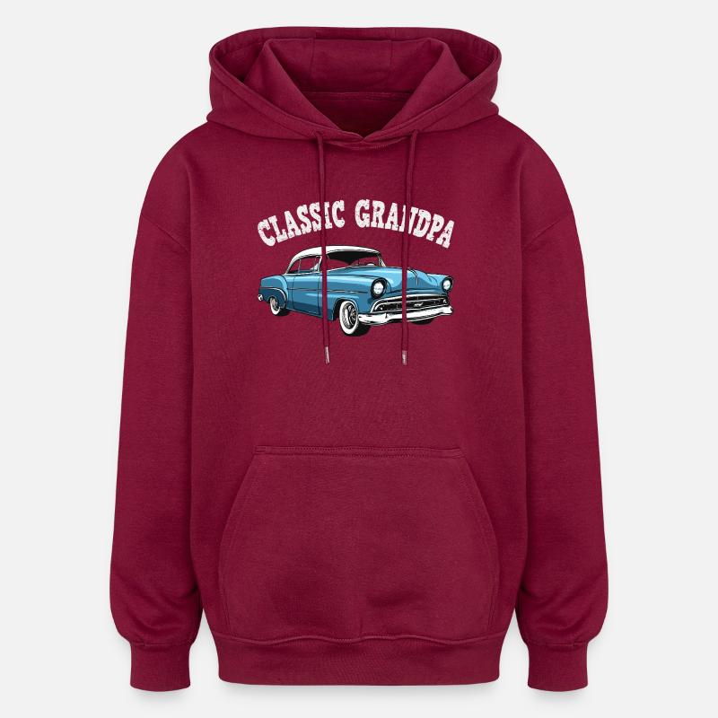 Klassischer Blau-Oldtimer Großvater  - Oversized Unisex Hoodie - Burgunderrot