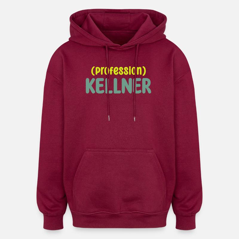 kellner - Oversized Unisex Hoodie - Burgunderrot