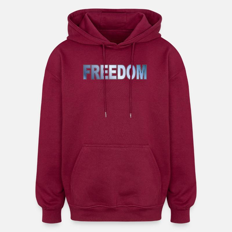 Freedom Typografie Statement Design - Oversized Unisex Hoodie - Burgunderrot