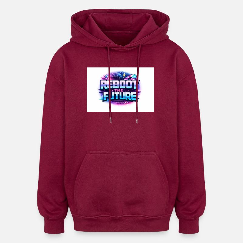 Reboot the Future Neon - Oversized Unisex Hoodie - burgundy