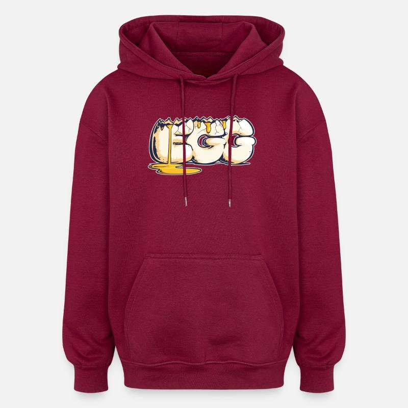 Egg, Drawn Word (2) - Oversized Unisex Hoodie - burgundy