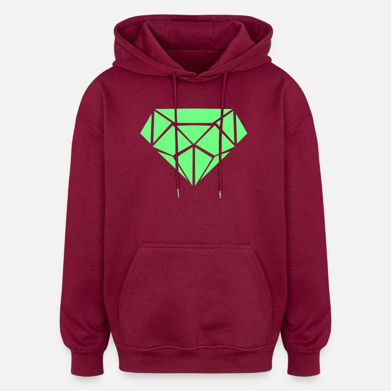 Géométrie du losange vert - Sweat à capuche oversize unisexe - bordeaux