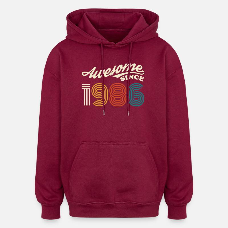 Awesome since 1986 retro logo - Oversized Unisex Hoodie - burgundy