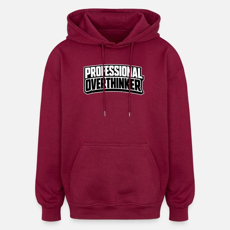 PROFESSIONAL OVERTHINKER INTROVERT - Oversized Unisex Hoodie - burgundy