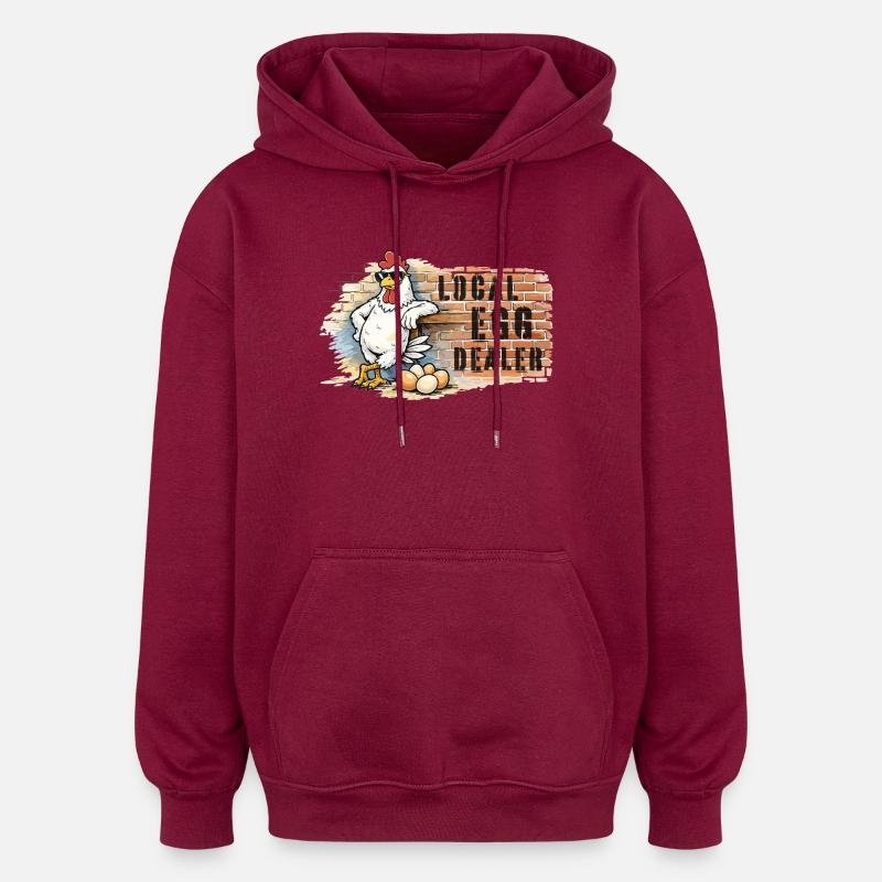 Poulet dans le style graffiti - Sweat à capuche oversize unisexe - bordeaux