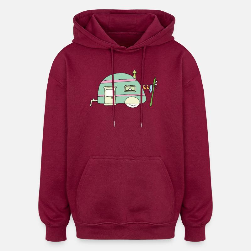 Rêve de camping-campeur pastel - Sweat à capuche oversize unisexe - bordeaux