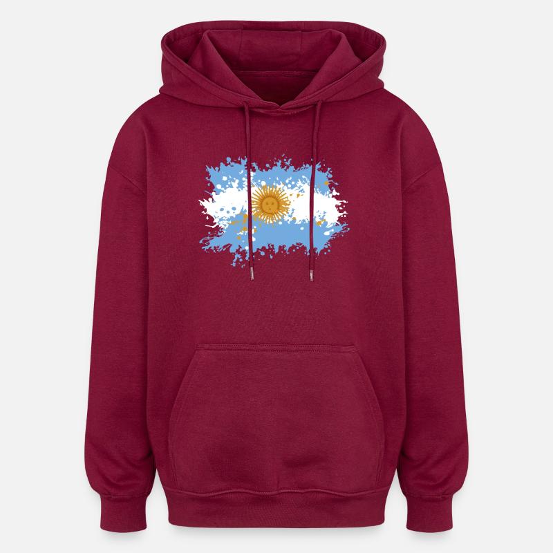 Éclaboussure du drapeau argentin - Sweat à capuche oversize unisexe - bordeaux