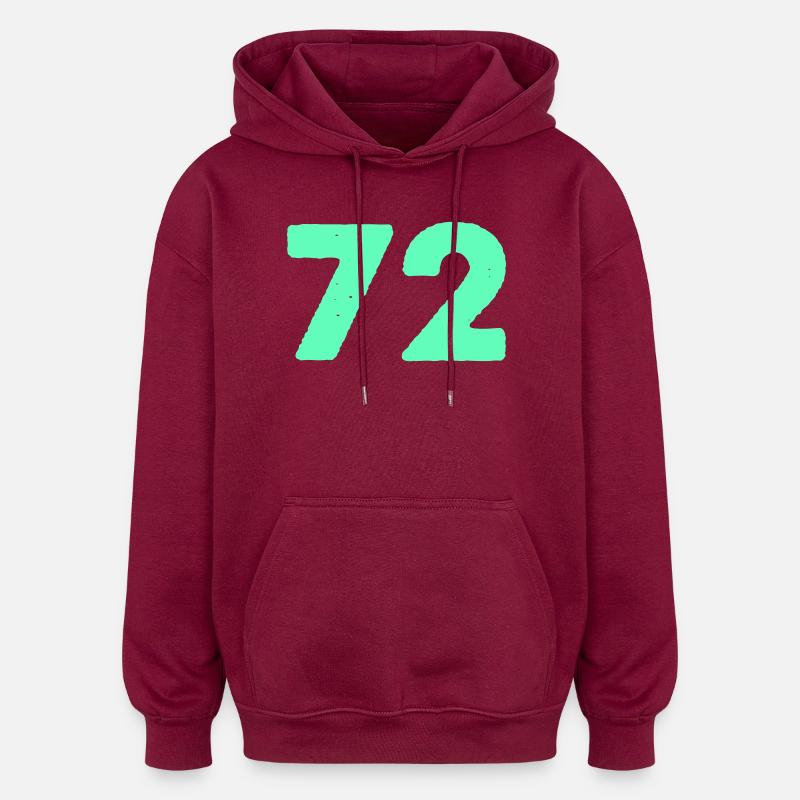 Graphique Mint Nombre Néon 72 - Sweat à capuche oversize unisexe - bordeaux