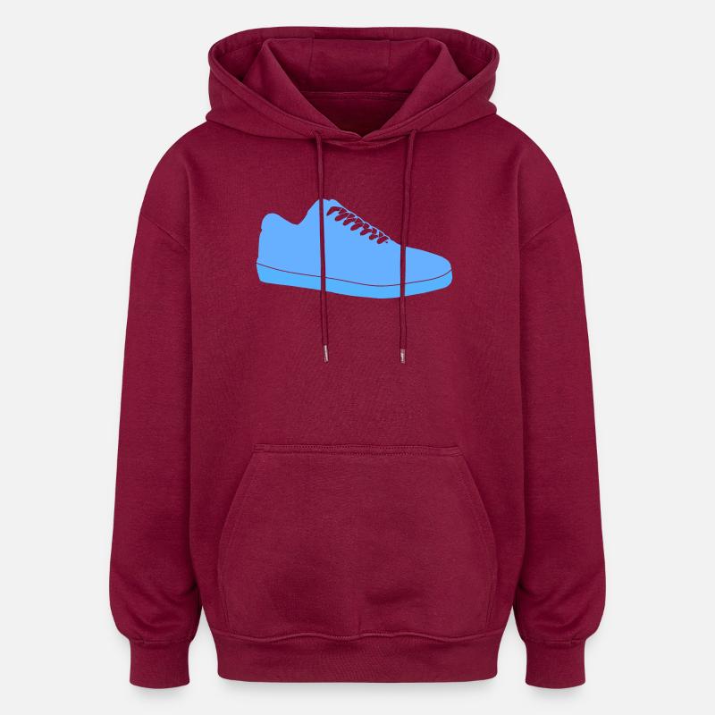 Silhouette de baskets bleues - Sweat à capuche oversize unisexe - bordeaux
