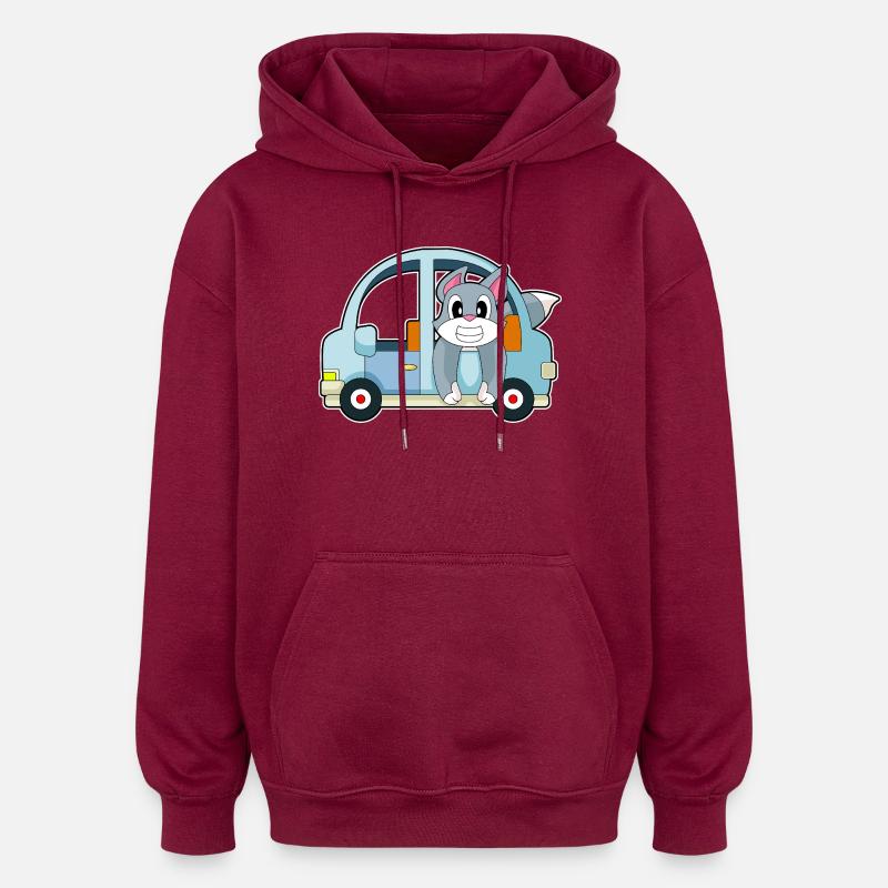 Cat Car - Sweat à capuche oversize unisexe - bordeaux