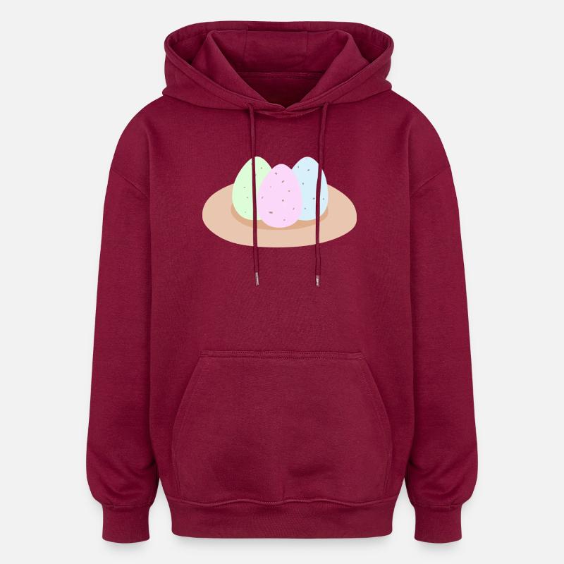 Nid d’œufs de Pâques pastel - Sweat à capuche oversize unisexe - bordeaux