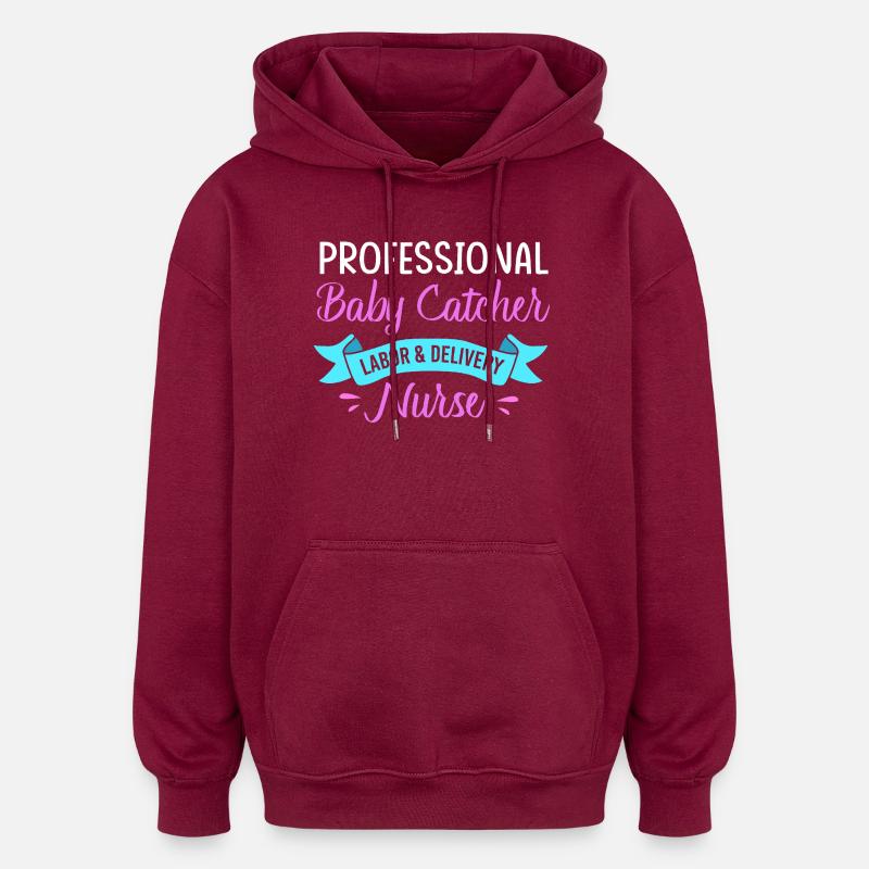 Fødsel i jordemoderfaget - Oversize unisex hoodie - burgunder-rød